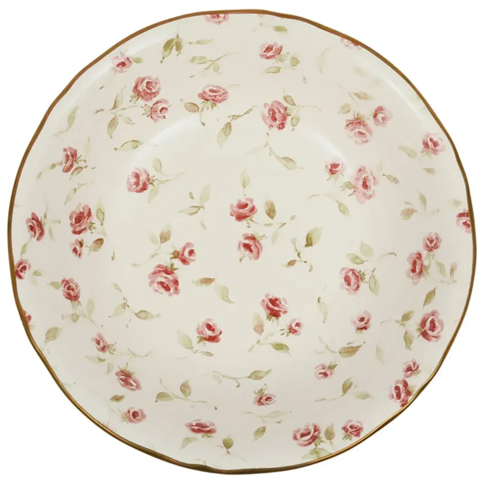 Fabrique de Styles Plats Et Saladiers>Saladier en faïence rose et doré d23cm - Rose Rose, Doré