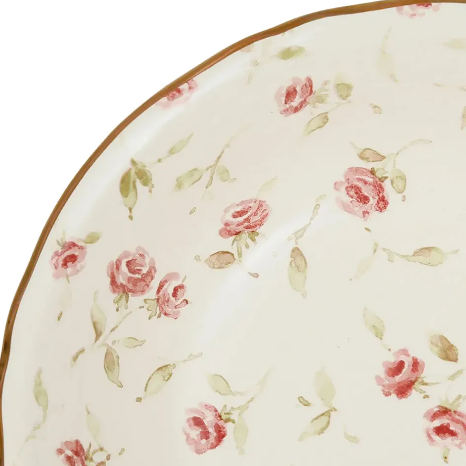 Fabrique de Styles Plats Et Saladiers>Saladier en faïence rose et doré d23cm - Rose Rose, Doré