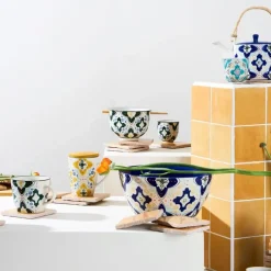 Fabrique de Styles Plats Et Saladiers>Saladier en grès bleu d23.5cm - Azulejo Multicolore