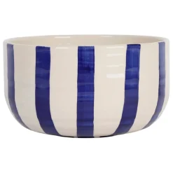 Fabrique de Styles Plats Et Saladiers>Saladier en terre cuite rayé d21cm - Lisia Bleu