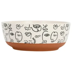 Fabrique de Styles Plats Et Saladiers>Saladier visage beige et brun en grès - terre brulée Beige, Brun