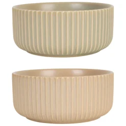 Fabrique de Styles Plats Et Saladiers>Saladier x2 en grès nude et amande d16cm - Sweet Leaves Nude, Amande