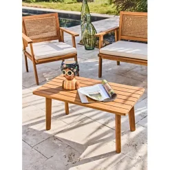 Fabrique de Styles Salons De Jardin|Jardin>Salon de jardin 4 pièces en acacia naturel et beige - Condao Naturel, Beige