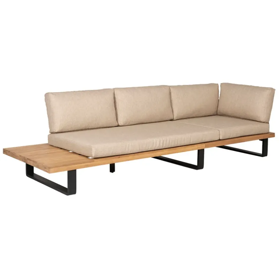 Fabrique de Styles Salons De Jardin|Jardin>Salon de jardin d'angle en bois 5 places beige - Feros Ecru