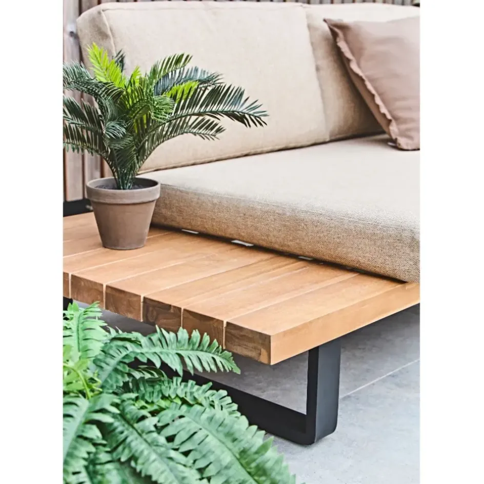 Fabrique de Styles Salons De Jardin|Jardin>Salon de jardin d'angle en bois 5 places beige - Feros Ecru