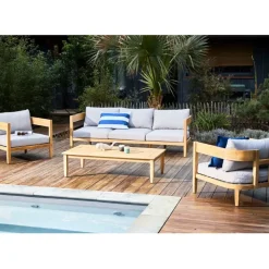 Fabrique de Styles Salons De Jardin|Jardin>Salon de jardin en acacia naturel et gris - Borneo Naturel , Gris