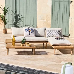 Fabrique de Styles Salons De Jardin|Jardin>Salon de jardin en acacia 3 places avec table écru - Cirina Ecru