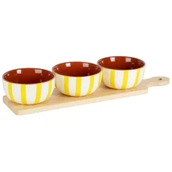 Fabrique de Styles Bols Et Coupelles>Service apéritif 3 bols en grès blanc et jaune - Alaria Blanc, Jaune