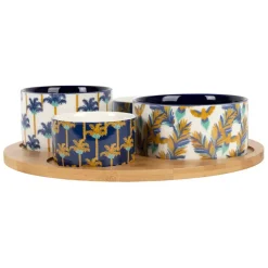 Fabrique de Styles Bols Et Coupelles>Service apéritif 4 pièces en porcelaine et bambou palmier - Mocoa Multicolore