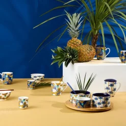 Fabrique de Styles Bols Et Coupelles>Service apéritif 4 pièces en porcelaine et bambou palmier - Mocoa Multicolore