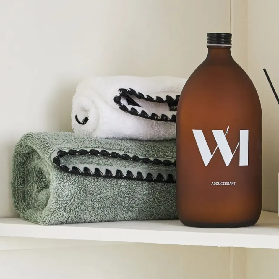 Fabrique de Styles Serviettes De Bain>Serviette de toilette invite en coton celadon 30x50cm - Issey Vert d'eau