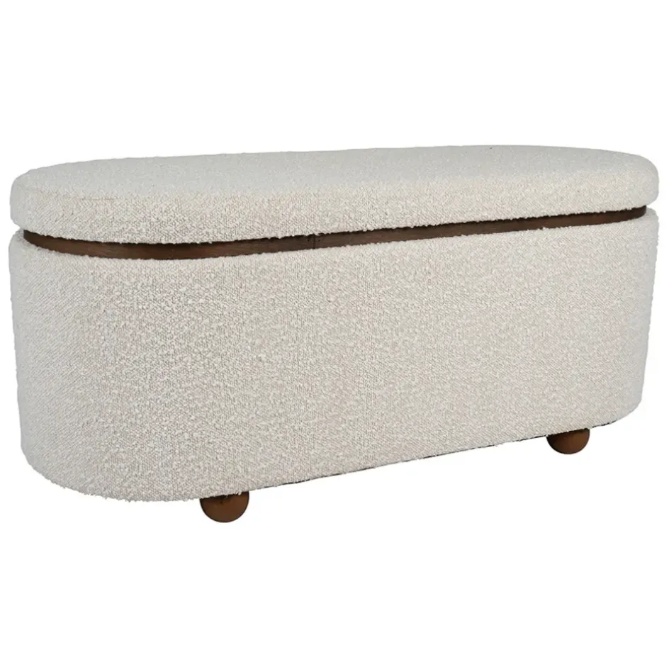 Fabrique de Styles Bancs Et Banquettes>Set de 2 bancs coffre en tissu et pin - Alpinia Blanc