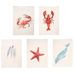 Fabrique de Styles Torchons, Tabliers Et Maniques>Set de 5 torchons crustace en coton Multicolore
