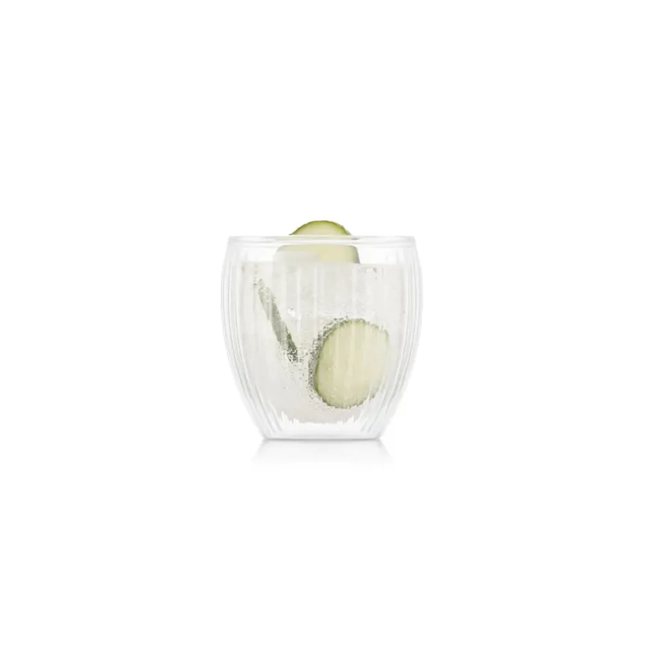 Fabrique de Styles Verres À Eau Et Gobelets>Set de 2 verres double paroi striés 20cl - Pavina