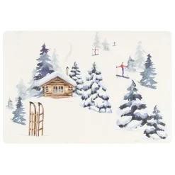 Fabrique de Styles Sets De Table>Set de table en vinyle blanc et bleu 45x30cm - Chalet Blanc, Bleu