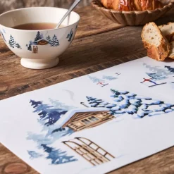 Fabrique de Styles Sets De Table>Set de table en vinyle blanc et bleu 45x30cm - Chalet Blanc, Bleu