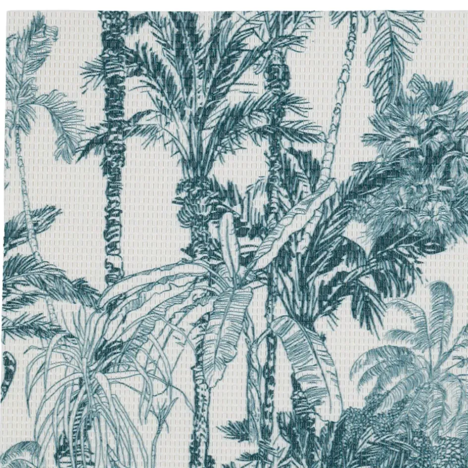 Fabrique de Styles Sets De Table>Set de table en vinyle écru et palmiers émeraude 45x30cm - Mocoa Emeraude