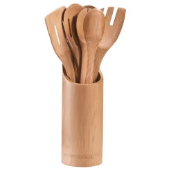 Fabrique de Styles Ustensibles De Cuisine>Set pot avec 7 ustensiles de cuisine en bambou Naturel