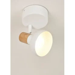 Fabrique de Styles Suspensions>Spot 1 lumière en métal effet bois - alvar Blanc