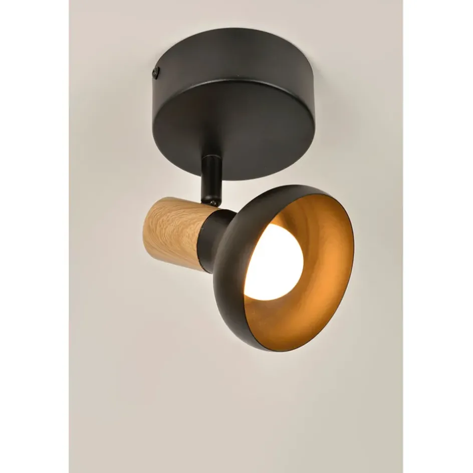 Fabrique de Styles Suspensions>Spot 1 lumière en métal et effet bois - Alvar Noir
