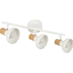 Fabrique de Styles Suspensions>Spot 3 lumières en métal effet bois - alvar Blanc