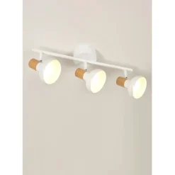 Fabrique de Styles Suspensions>Spot 3 lumières en métal effet bois - alvar Blanc