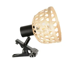 Fabrique de Styles Suspensions>Spot à pince en métal et bambou h15cm noir - kami Naturel
