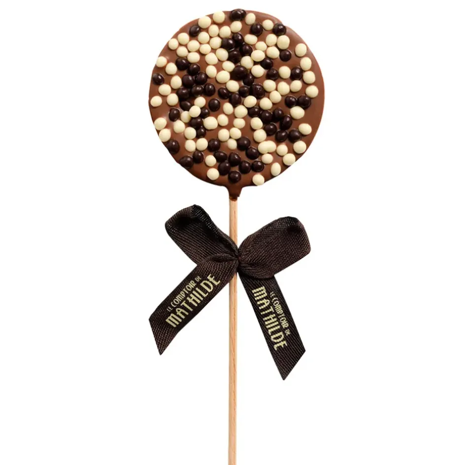 Fabrique de Styles Chocolats Et Confiseries>Sucette chocolat au lait riz souffle 50g Marron