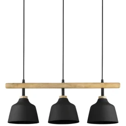 Fabrique de Styles Suspensions>Suspension 3 feux en fer et manguier h121cm mat - ferese Noir