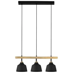 Fabrique de Styles Suspensions>Suspension 3 feux en fer et manguier h121cm mat - ferese Noir