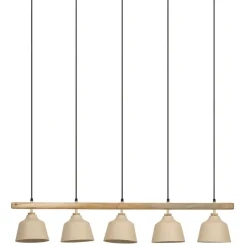 Fabrique de Styles Suspensions>Suspension 5 lampes en fer et manguier L114cm - Ferese Sable