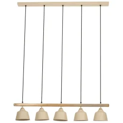 Fabrique de Styles Suspensions>Suspension 5 lampes en fer et manguier L114cm - Ferese Sable