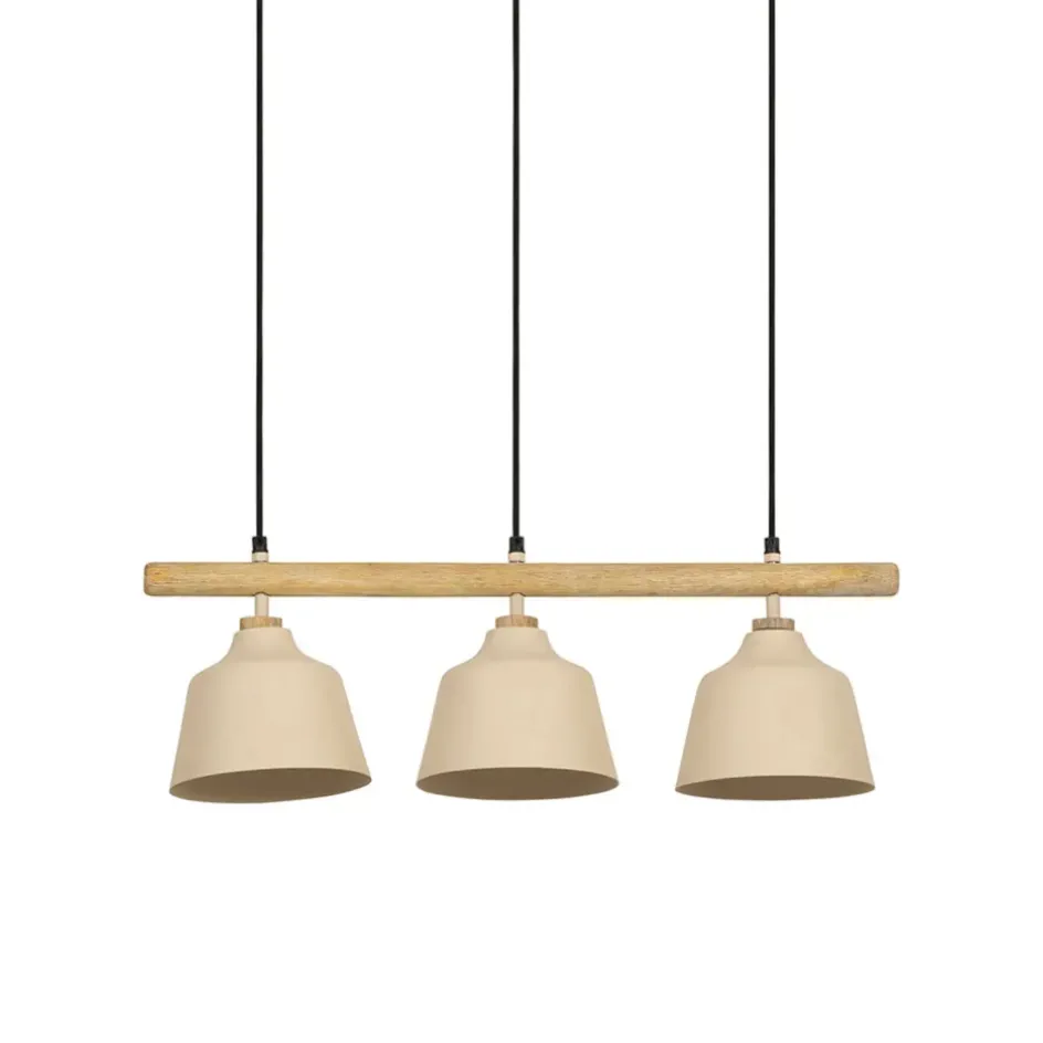 Fabrique de Styles Suspensions>Suspension 3 lampes en fer et manguier L66cm - Ferese Sable