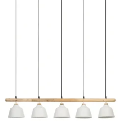 Fabrique de Styles Suspensions>Suspension 5 lampes en fer et manguier L114cm - Ferese Blanc