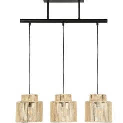 Fabrique de Styles Suspensions>Suspension 3 lumière en métal et cordelette tressé l60cm - cancun Naturel