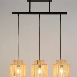 Fabrique de Styles Suspensions>Suspension 3 lumière en métal et cordelette tressé l60cm - cancun Naturel
