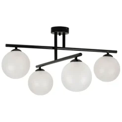 Fabrique de Styles Suspensions>Suspension 4 lumières en fer et verre h36cm - Ardecor Noir Mat