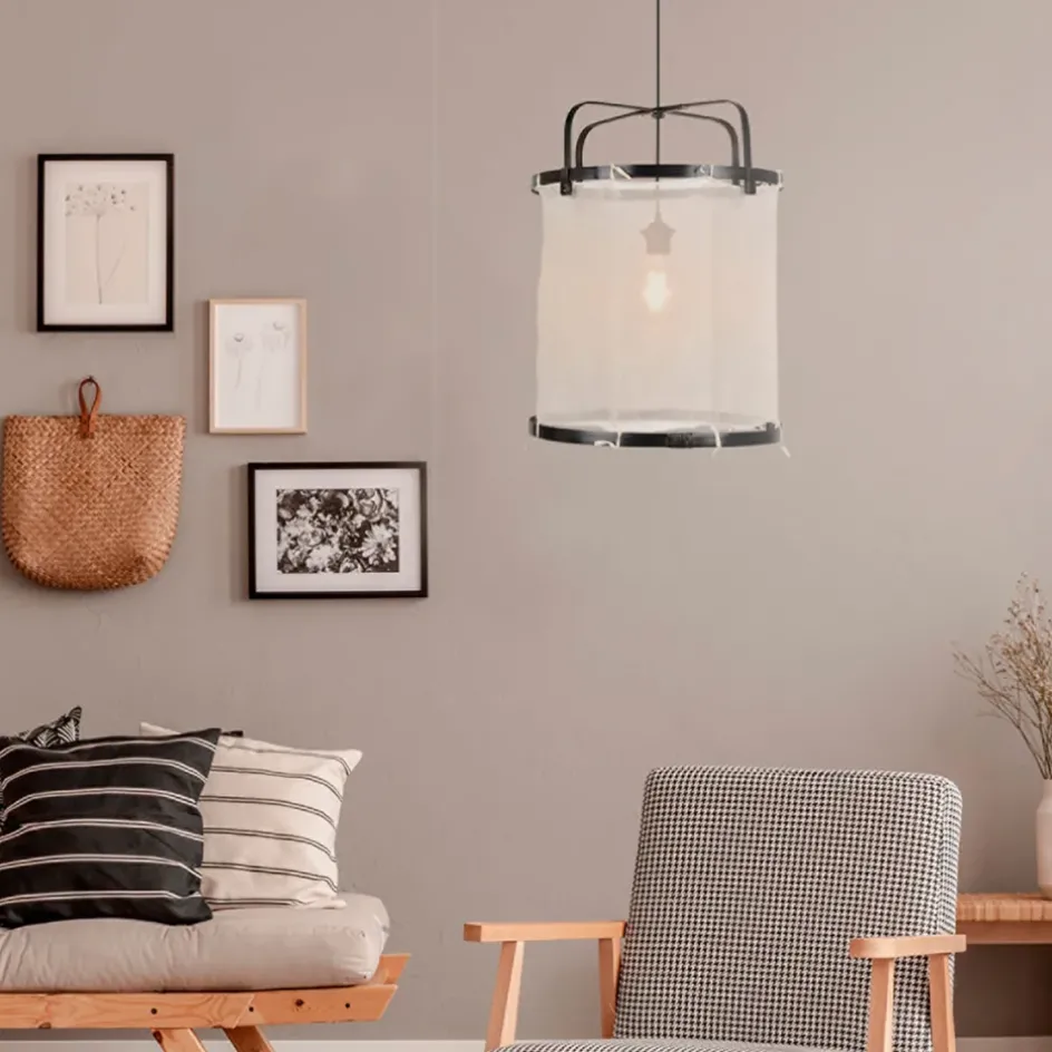 Fabrique de Styles Suspensions>Suspension en bambou d35cm - hikari Noir