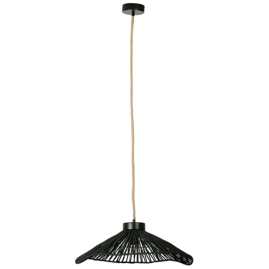 Fabrique de Styles Suspensions>Suspension en corde de papier et fer d50cm - Calyp Noir