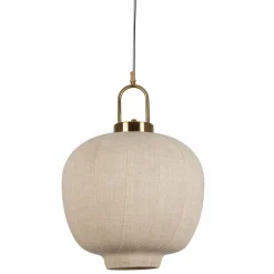 Fabrique de Styles Suspensions>Suspension en lin et doré d35cm - Calypso Blanc cassé