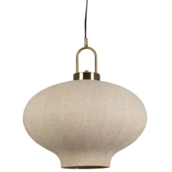 Fabrique de Styles Suspensions>Suspension en lin et doré d45cm - Calypso Blanc cassé