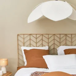 Fabrique de Styles Suspensions>Suspension en tissu et frêne d110x39cm écru - Bouclette Ecru