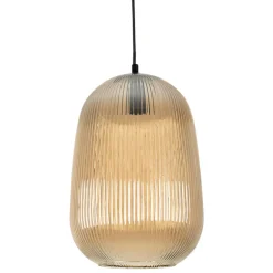 Fabrique de Styles Suspensions>Suspension en verre et fer d22x33cm - Lumi Ambre