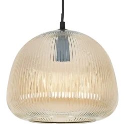 Fabrique de Styles Suspensions>Suspension en verre et fer d26x22cm - Lumi Ambre