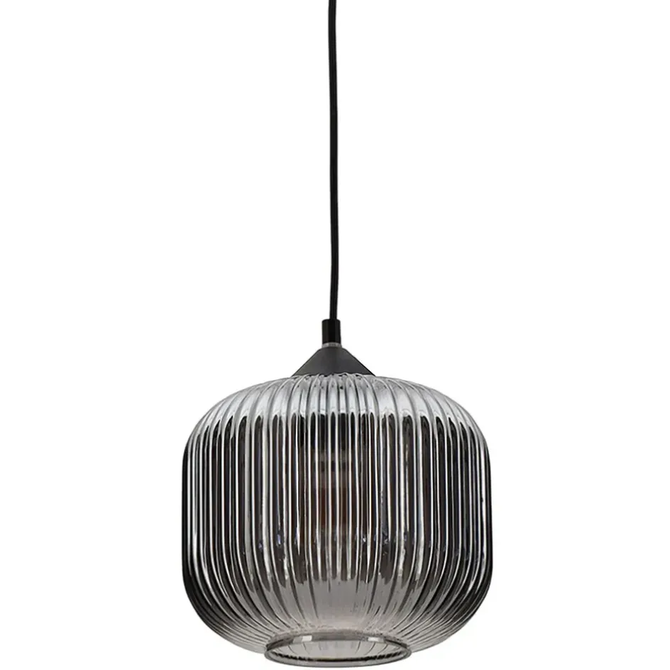 Fabrique de Styles Suspensions>Suspension metal et verre e d20cm - Hinatea Gris