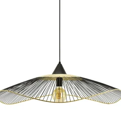 Fabrique de Styles Suspensions>Suspension métal et rotin noir d80cm - Vagala Naturel, Noir