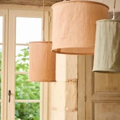 Fabrique de Styles Suspensions>Suspension non électrifiée en lin et coton d45xh35cm - Noho Sauge