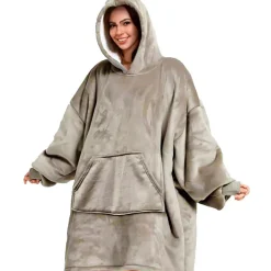 Fabrique de Styles Accessoires Mode>Sweat Plaid à capuche en tissu - Sherry Gris Clair