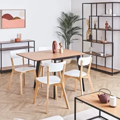 Fabrique de Styles Table De Salle À Manger>Table à manger avec rallonge en plaqué chêne 120x80cm - Roxy Naturel