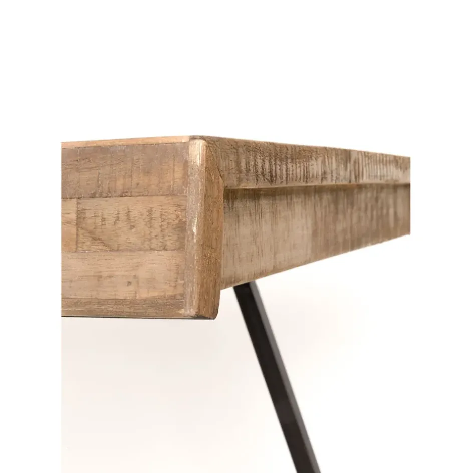 Fabrique de Styles Table De Salle À Manger>Table à manger en teck massif et pieds métal 200x90cm - Suri Naturel